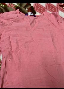 Pink Cotton Chikankari Kurta