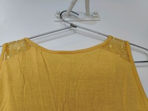 Yellow Long Top With Woven Design At Shoulders