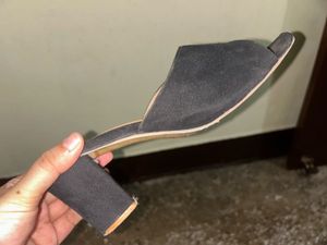 Black Suede Block Heel Mules