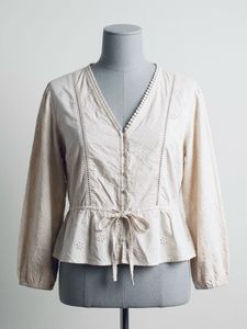 Boho Eyelet Peplum Blouse