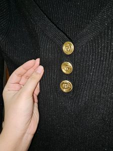 Glittery Coin Black Sweater/Top