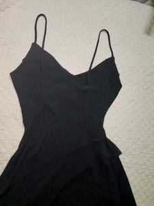 Black Ruffled Midi Dress