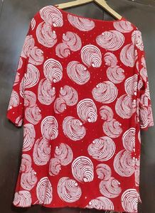 Red 🔴 White Printed Top For 46 Bust