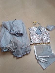 Sparkling Silver Lehenga Choli Set