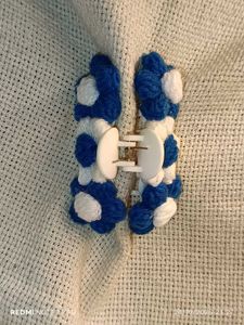 Blue &amp; White Crochet Flower Claw Clip