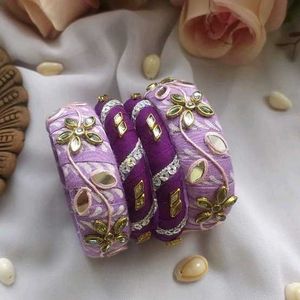 Exquisite Purple & Lavender Silk Thread Bangles🪻