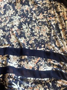 Sheer Floral Navy Blouse
