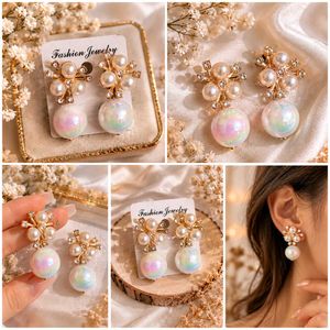 Elegant Pearl & Crystal Drop Earrings