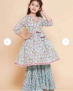 Floral Printed Gotta Patti Kurta with Sharara