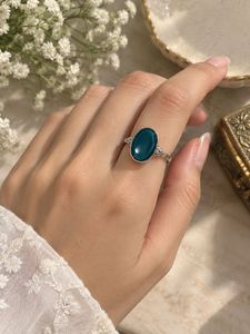 Unisex Oval Blue Stone Ring