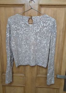 Sparkling Sequin Long Sleeve Crop Top