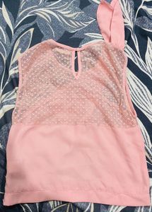 Chic Pink Polka Dot Mesh Top
