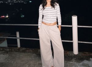 Striped Long Sleeve Crop Top