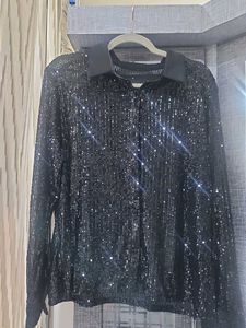 Sparkly Black Sequin Shirt....only 1 time wear