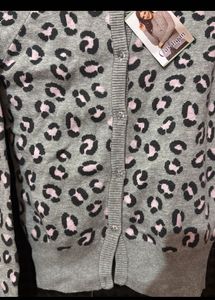 Gray Leopard Print Cardigan