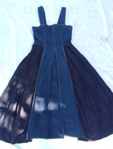Denim Pleated Midi Dress