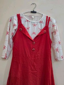 Red Pinafore Dress