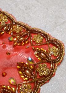 Elegant Orange stone Saree with stitched blo