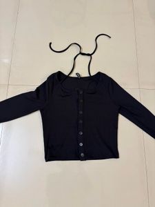 Chic Black Button-Up Long Sleeve Top