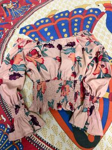 Floral Off-Shoulder Smocked Top