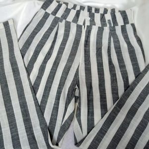 Vintage Inspired Striped Pleated High Waist Pant