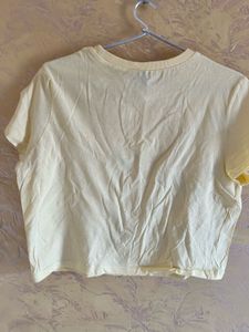 Butter Yellow Cropped T-Shirt with Catania Print