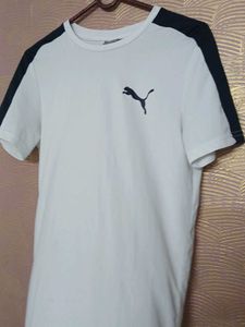 Puma White T-Shirt with Black Stripes
