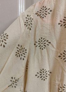 Cream Printed Anarkali Kurta