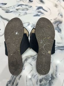 Black Bow Design Suede Flats