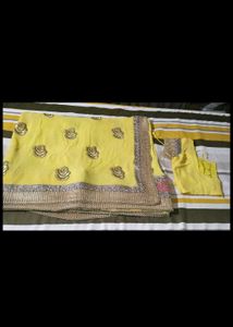 Elegant Yellow Embroidered Saree