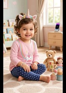 3-4 year Cute Unicorn Pink Top & Star Leggings Set