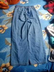 Comfortable Blue Denim Wide-Leg Pants