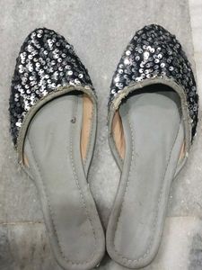Sparkly Silver Flats