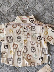 Cute Hedgehog Print Button-Up Shirt