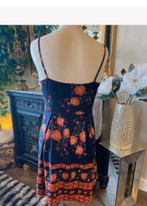 Women Summer Floral Blue Spaghetti Dress