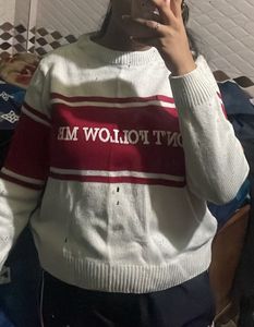 Graphic Print Striped Sweater