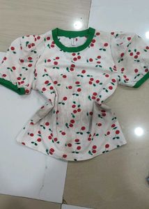 Cute Cherry Print Puff Sleeve Top