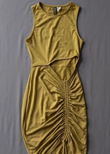 H&amp;M Gold Cutout Ruched Dress