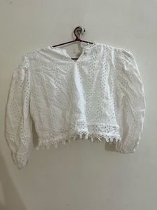 White Eyelet Crop Top
