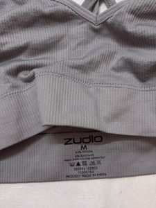 Gray Ribbed Sports Bra