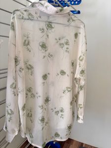 Sheer Material Flower Floral Shirt