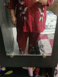 Maroon Kurta Set with Floral Print