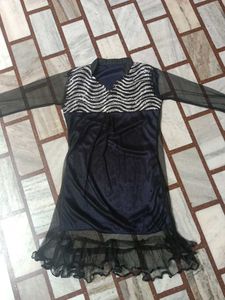Black Sequined Kurta with Net Sleeves
