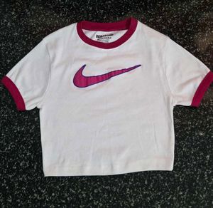 Nike Crop Top White/Hot Pink