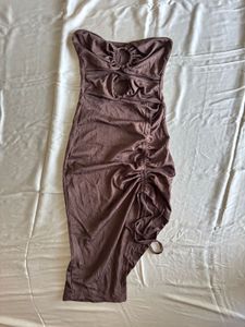 Strapless Ruched Midi Dress