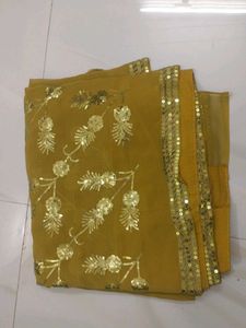 Gold Sequin Sari