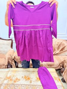 Beautiful Purple Kurta Set with Pants
