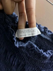 Chic Navy Smocked Puff Sleeve Top