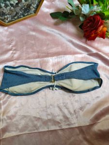 Denim Blue Daisy Bandeau Top