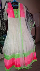 New colourful Anarkali with dupatta worn for just 2 to 3 hours